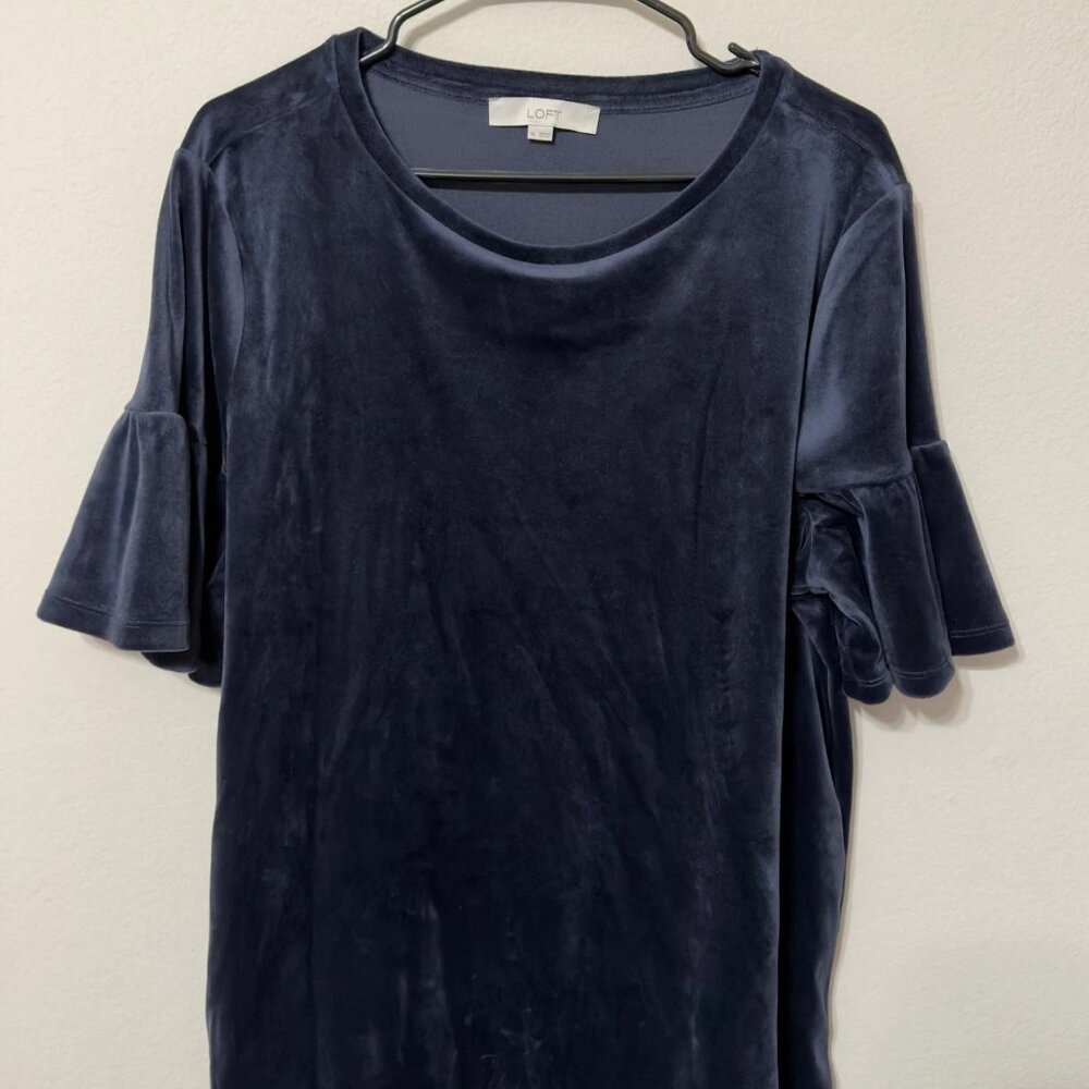 Loft Velvet Ruffled Top Blouse Size XL